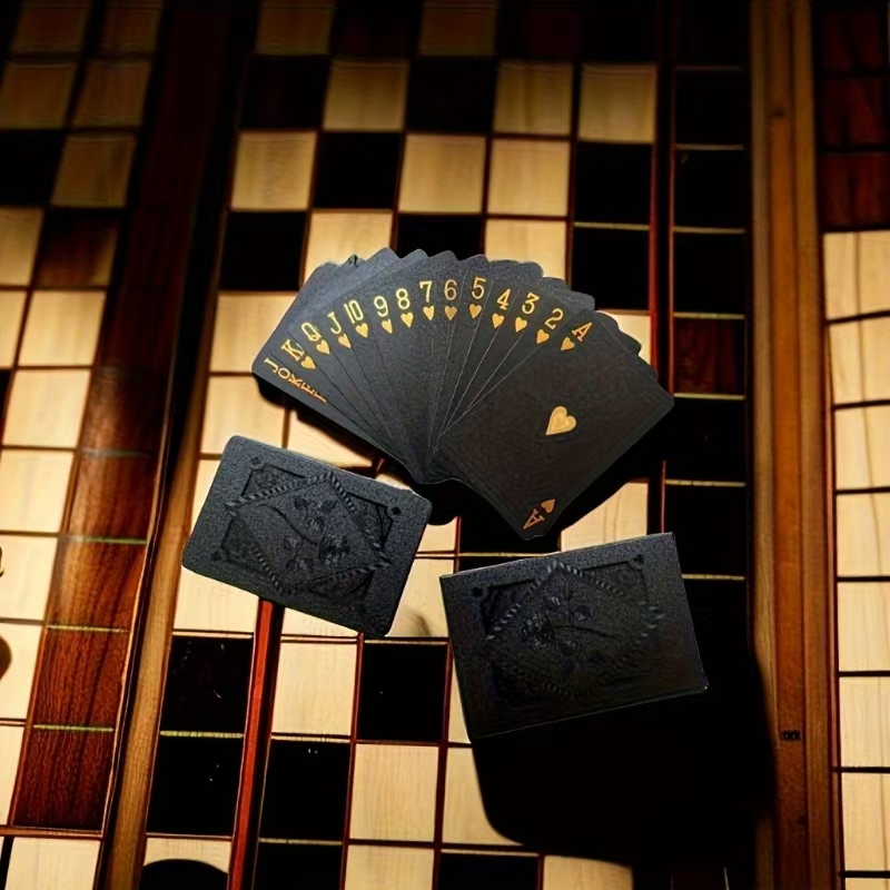 Board Game With Chips - Color Black Gold Playing Card Game
