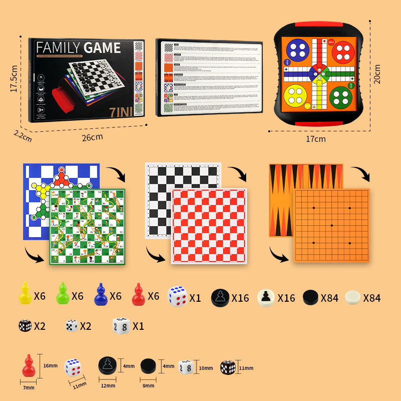 3-in-1/5-in-1/7-in-1 Board Gam - Board Game Ludo review and price